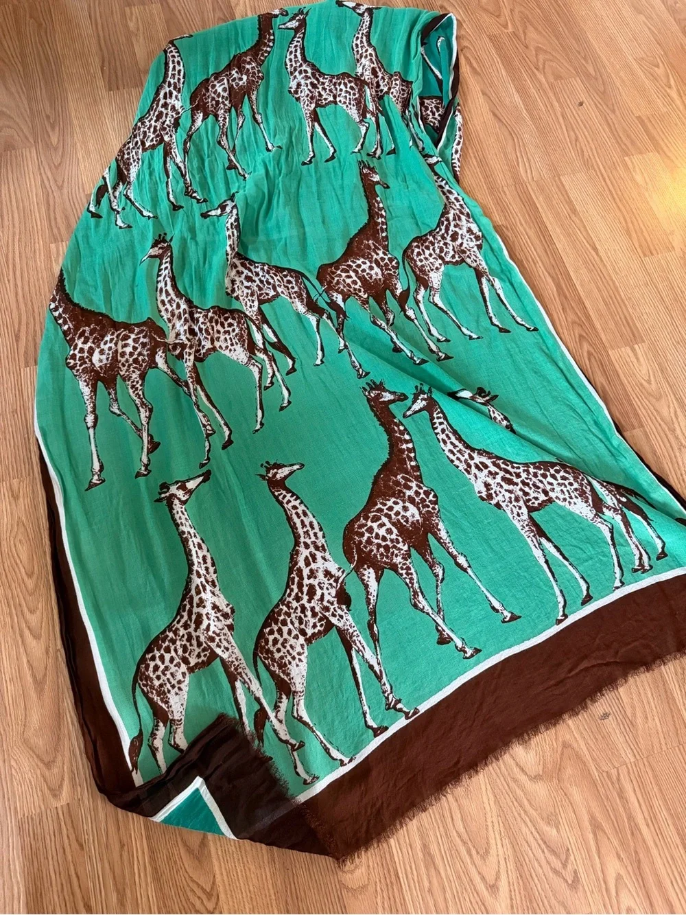Women’s Green & Brown Giraffe Print Scarf - Unbranded